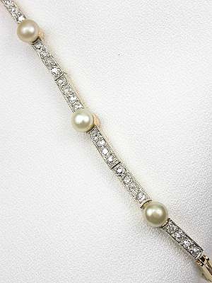 Vintage Pearl and Diamond Bracelet