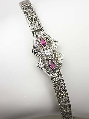 Filigree and Ruby Vintage Bracelet