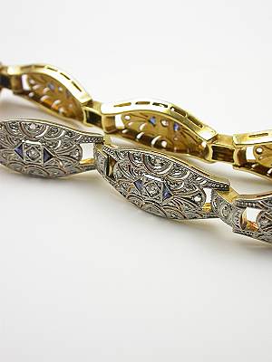 Filigree Sapphire and Diamond Vintage Bracelet