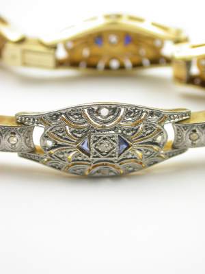 Filigree Sapphire and Diamond Vintage Bracelet