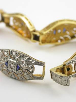 Filigree Sapphire and Diamond Vintage Bracelet
