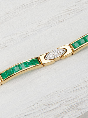 Vintage Diamond and Emerald Bracelet