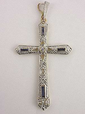 Art Deco Antique Sapphire & Diamond Cross