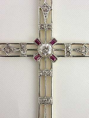 Handwrought Ruby and Diamond Vintage Cross