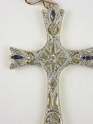 Sapphire and Filigree Vintage Cross