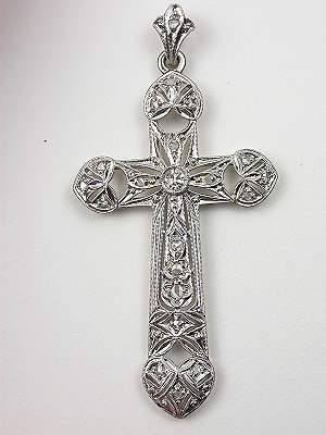 Vintage Filigree and Diamond Cross