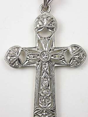 Vintage Filigree and Diamond Cross