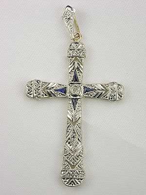 Edwardian Sapphire and Diamond Antique Cross
