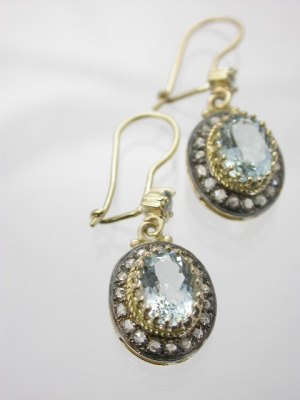 Aquamarine Victorian Antique Style Earrings