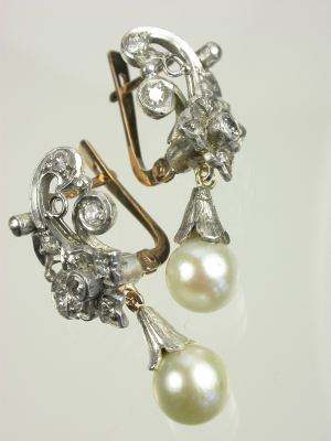 Edwardian Pearl and Diamond Earrings