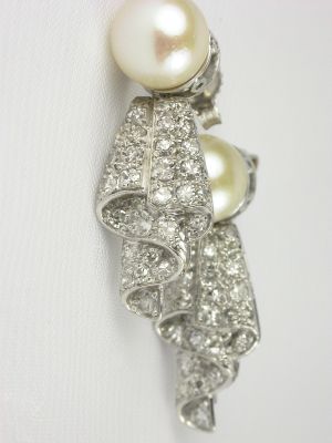 Estate Diamond and Pearl Earrings