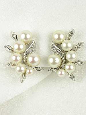 1950's Pearl and Diamond Earrings