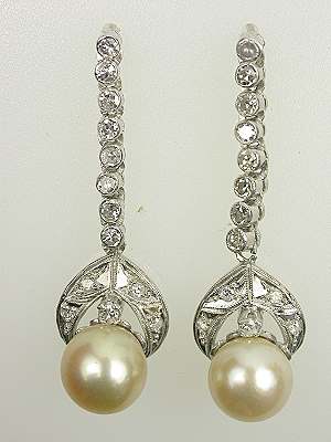 Antique Art Deco Pearl Dangle Earrings