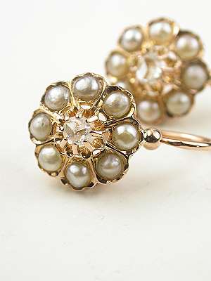 Victorian Pearl and Diamond Earrings