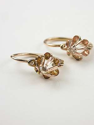 Rose Gold and Diamond Victorian Earrings