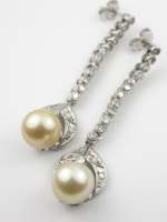 Pearl and Diamond Vintage Earrings