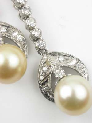 Pearl and Diamond Vintage Earrings