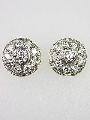 Antique Style Diamond Cluster Earrings