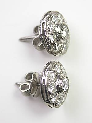 Antique Style Diamond Cluster Earrings