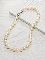 Vintage Pearl Necklace with Diamond Clasp