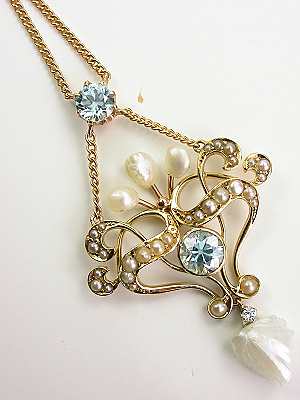 Victorian Pearl and Zircon Necklace