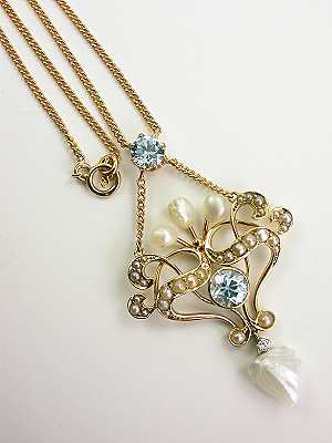 Victorian Pearl and Zircon Necklace