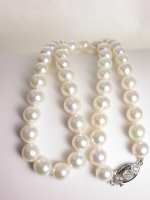 Vintage Pearl Necklace with Diamond Clasp