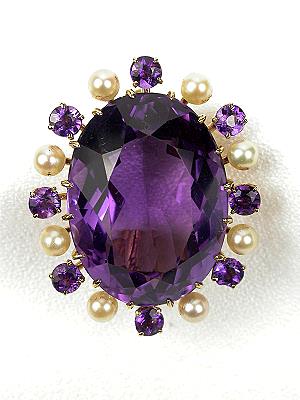 Arts and Crafts Amethyst and Pearl Brooch