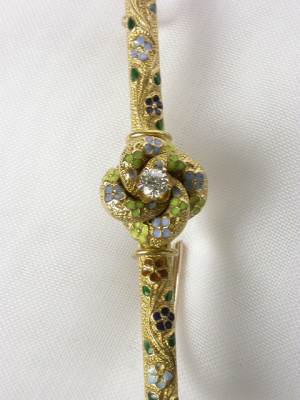 Victorian Antique Bar Pin with Colorful Enameling