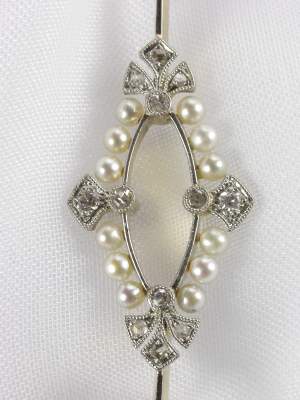 Edwardian Pearl and Diamond Brooch