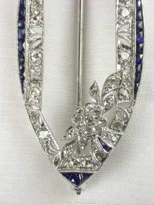 Edwardian Sapphire and Diamond Pin