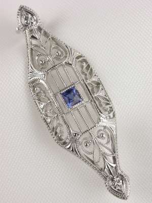 Krementz Sapphire Filigree Antique Pin