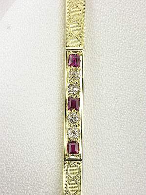 Victorian Ruby and Diamond Antique Brooch