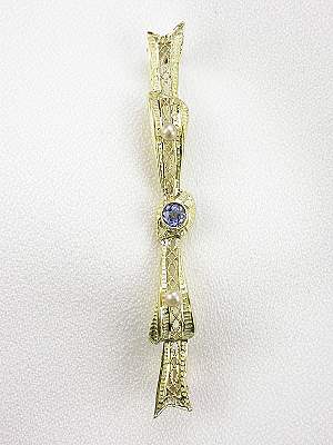 1930s Sapphire and Pearl Filigree Bar Pin