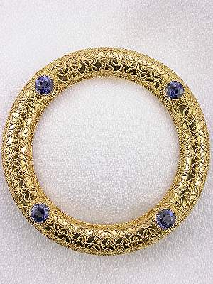 Etruscan Revival Sapphire Antique Brooch