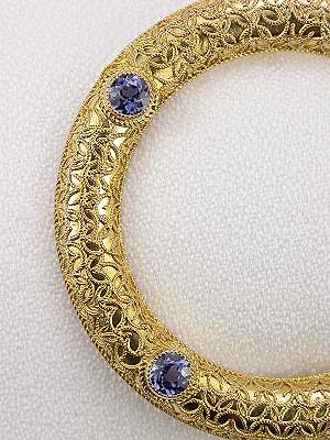 Etruscan Revival Sapphire Antique Brooch