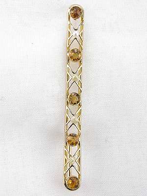 Victorian Citrine and Pearl Antique Bar Pin