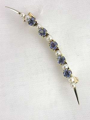 Sapphire and Pearl Pin by Thiery and Co.