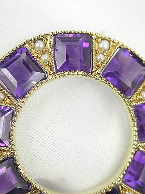 Edwardian Amethyst and Pearl Antique Pin