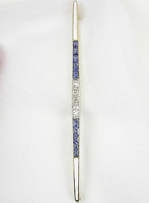 Victorian Sapphire and Diamond Bar Pin