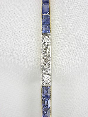 Victorian Sapphire and Diamond Bar Pin