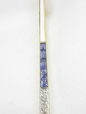 Victorian Sapphire and Diamond Bar Pin