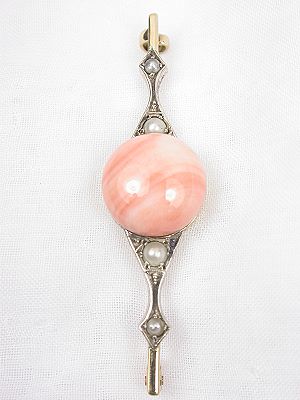Antique Coral and Pearl Bar Pin