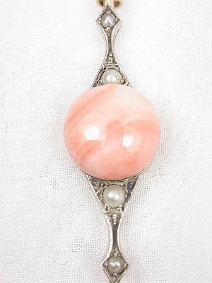 Antique Coral and Pearl Bar Pin