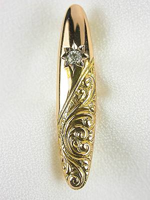 Victorian Diamond Pin with Scroll Motif