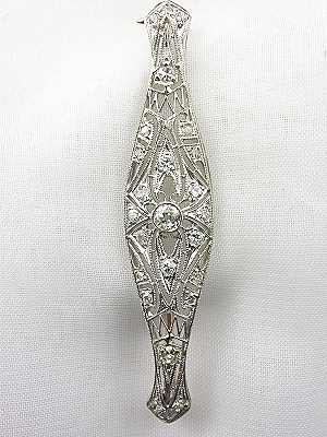 Hand Wrought Edwardian Filigree and Diamond Antique Brooch