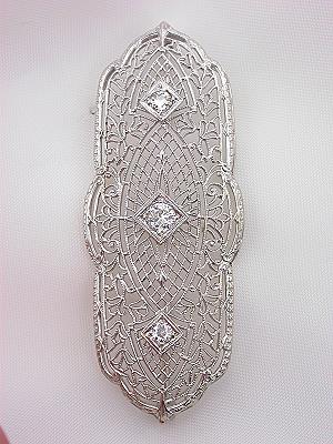 Antique Filigree Brooch with Old European Cut Diamonds