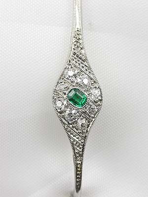 Art Deco Antique Emerald and Diamond Brooch