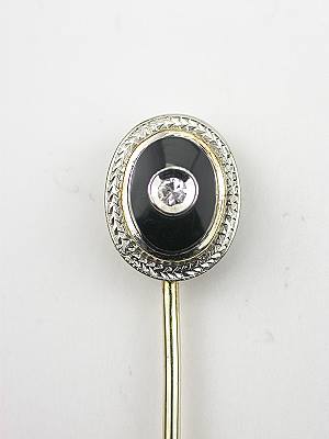 Black Onyx and Diamond Antique Stick Pin