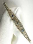 Edwardian Sapphire and Diamond Filigree Antique Pin